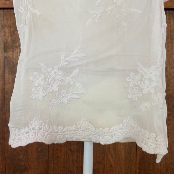 Coquette Girl, Moda Seta Italy, Silk Embroidered White Women's Blouse Sz M - Picture 6 of 12